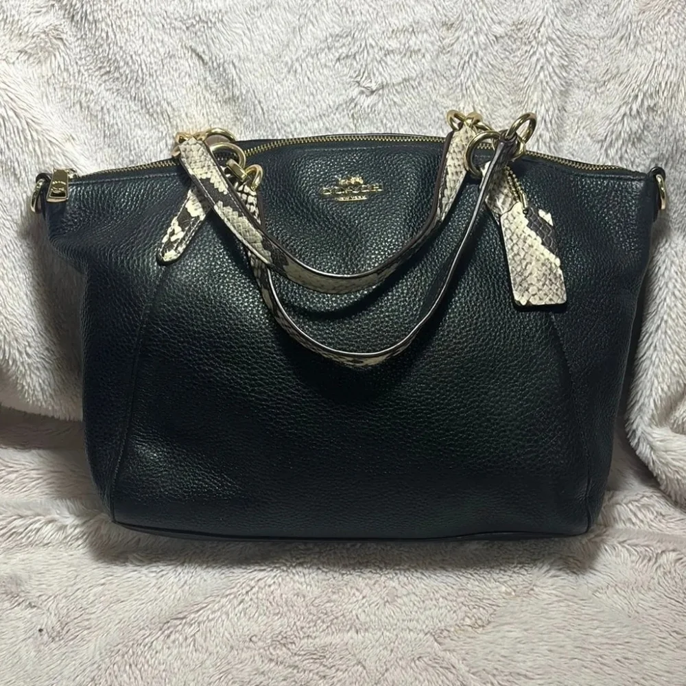 Coach F25979 Black Leather Satchel with Silver Hardware